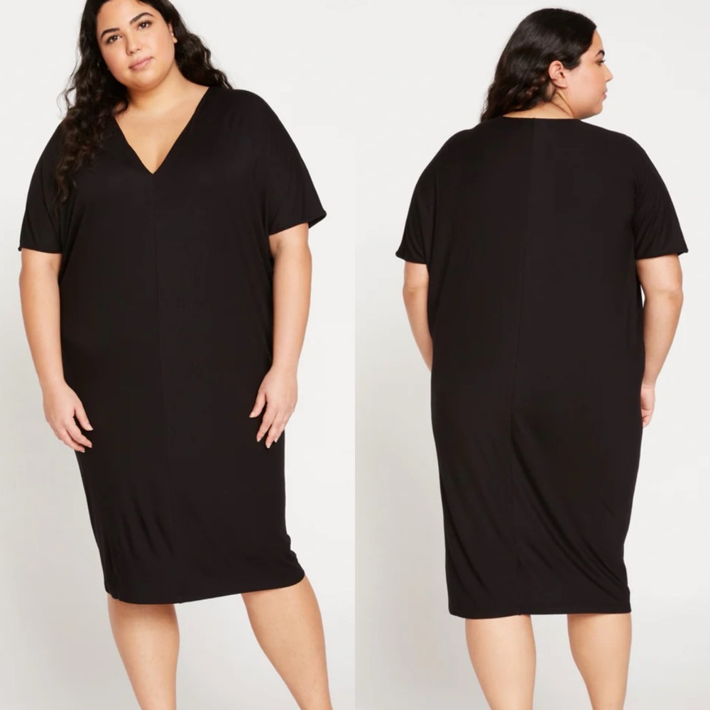 Universal standard Teresa liquid Jersey v neck dress black